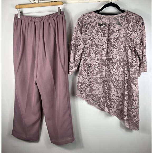 2 pc Maya Brooke Lace Top & Pants Set Dusty Rose Size 10 - Picture 5 of 16
